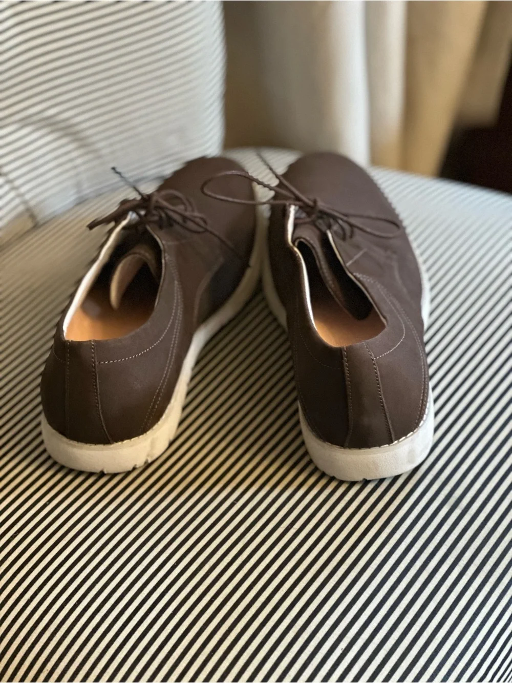 Propet Brown Lace-Up Oxfords with White Sole